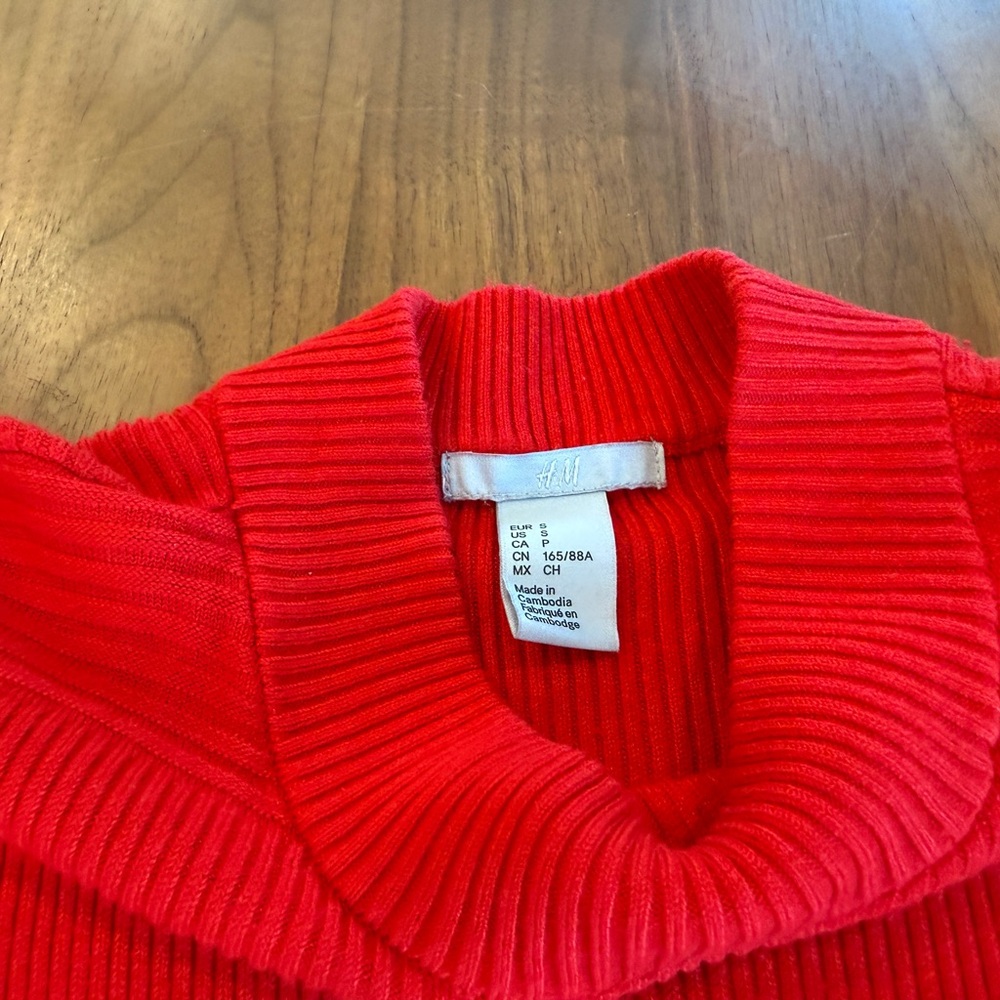 H&M Women's Red Ribbed Midi Sweater Dress Size S - Picture 4 of 6
